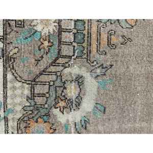 Turkish <b>Runner</b> Rug 2.8x10.3 ft, Brown <b>Green</b> Striped Rug Wool - Product Image 5