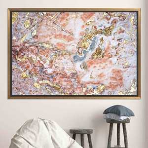 Arte de Pared en Vidrio con Diseño de Mármol Dorado: Lienzo Impreso Elegante para Decoración de Lujo, Lienzo con Marco Dorado - Product Image 1