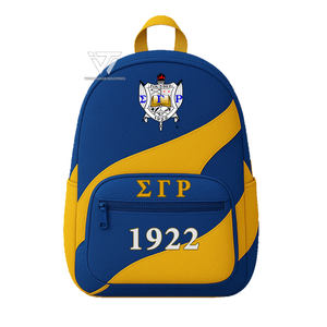 Mochila de dos tonos elegante de piel sintética griega Sigma Gamma Rho personalizada | Mochila de viaje duradera para todos los días - Product Image 1