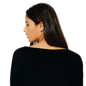 T-Shirt décontracté à manches longues et épaules nues pour femme, 65% polyester 35% coton 32 simple 3.7 oz noir - Product Image 6