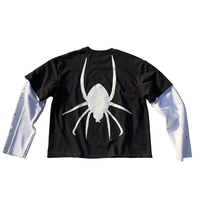 T-shirt personnalisé pour homme, streetwear, fitness, imprimé, tricoté, 100% coton, strass, tissu éponge double couche, manches longues, surdimensionné, 300g