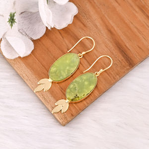 New Arrival Boho <b>Green</b> Opal Gemstone <b>Earring</b> Hot Selling Brass Silver Plated Dangle Drop <b>Earrings</b> For Women Gifts Jewelry - Product Image 3