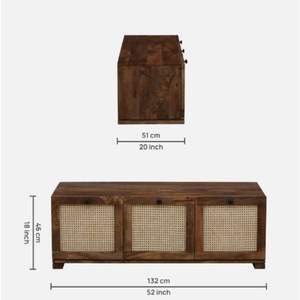 Soporte de TV contemporáneo Baarn, acabado de teca rústica, madera de mango con almacenamiento para sala de estar - Product Image 2