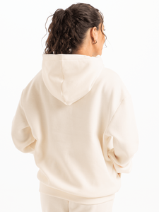 Venta al por mayor de sudaderas con capucha de mujer con logotipo personalizado y hombros caídos vainilla con cremallera de gran tamaño sudaderas con capucha en blanco antiarrugas y transpirables para mujer - Product Image 5
