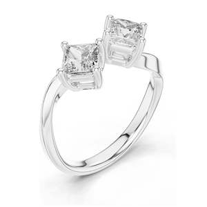 Anillo de Dos Piedras con Diamante de Laboratorio Corte Princesa de 0.90 CT para Mujer, Claridad VVS-VS EF, Oro de 18KT, 14KT, 10KT y Plata 925, Color Rosa - Product Image 4