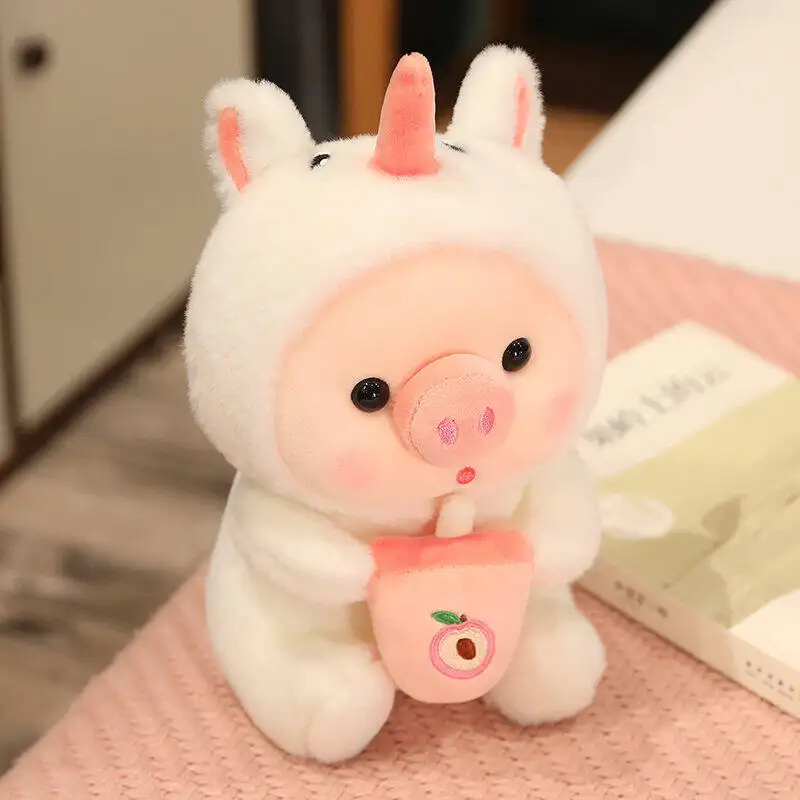 25cm Kawaii Bubble ชาหมูตุ๊กตายัดไส้สัตว์กระต่ายกบเสือหมอนถ้วยนมชา Boba plushie ตุ๊กตาของขวัญวันเกิด