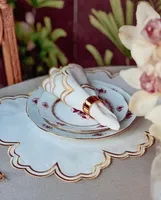 Set de table en lin blanc serviette de table couverts et pochettes ensemble de table brodé en lin à bord festonné doré réutilisable personnalisable