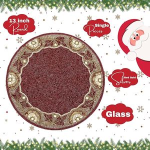 Glass Beaded Placemat for <b>Dining</b> <b>Table</b> With Red Gold Silver <b>White</b> Silver Circle Beaded Placemat for Occasional Decoration Party - Product Image 3