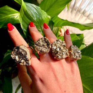 Trendy Pyrite Stone Wire Rings Stylish Jewelry <b>Accessory</b> - Product Image 3