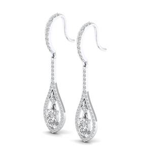 Pendientes Huggie REYES con Moissanita Ovalada Brillante de 1.68 Quilates en Oro Sólido de 14K, Largos y Colgantes, Accesorios de Joyería para Novia - Product Image 3