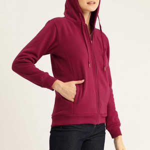 Sweat à capuche zippé pour femme de qualité supérieure, sur mesure, lourd, d'hiver, coloré, avec logo sur le devant, en 100% coton - Product Image 4