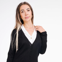 Cardigan fin classique polyvalent pour femme Papaia, tricoté à la main en viscose italienne, col en V, pull d'hiver pour femme de bureau, imprimé