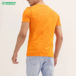 Camisetas de Algodón de Alta Calidad con Logotipo Personalizado, 220 GSM, Corte Holgado, Ecológicas, de Secado Rápido, Color Naranja Brillante, para Hombre, Más Vendidas - Product Image 3