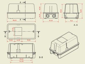 Caja de Distribución de ABS de Perfil Alto PS-14H10 para Tres Interruptores, Protección IP40 - Product Image 2