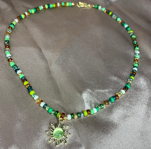 Green Sun <b>Beaded</b> <b>Necklace</b> High Quality Unique Western <b>Beaded</b> Scarf <b>Necklace</b>, Fringe <b>Beaded</b> Bandana - Product Image 1
