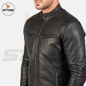 Men's Leather Jacket for Biker <b>Distressed</b> Genuine Lambskin <b>Top</b> Quality Material Wholesale Price - Product Image 5