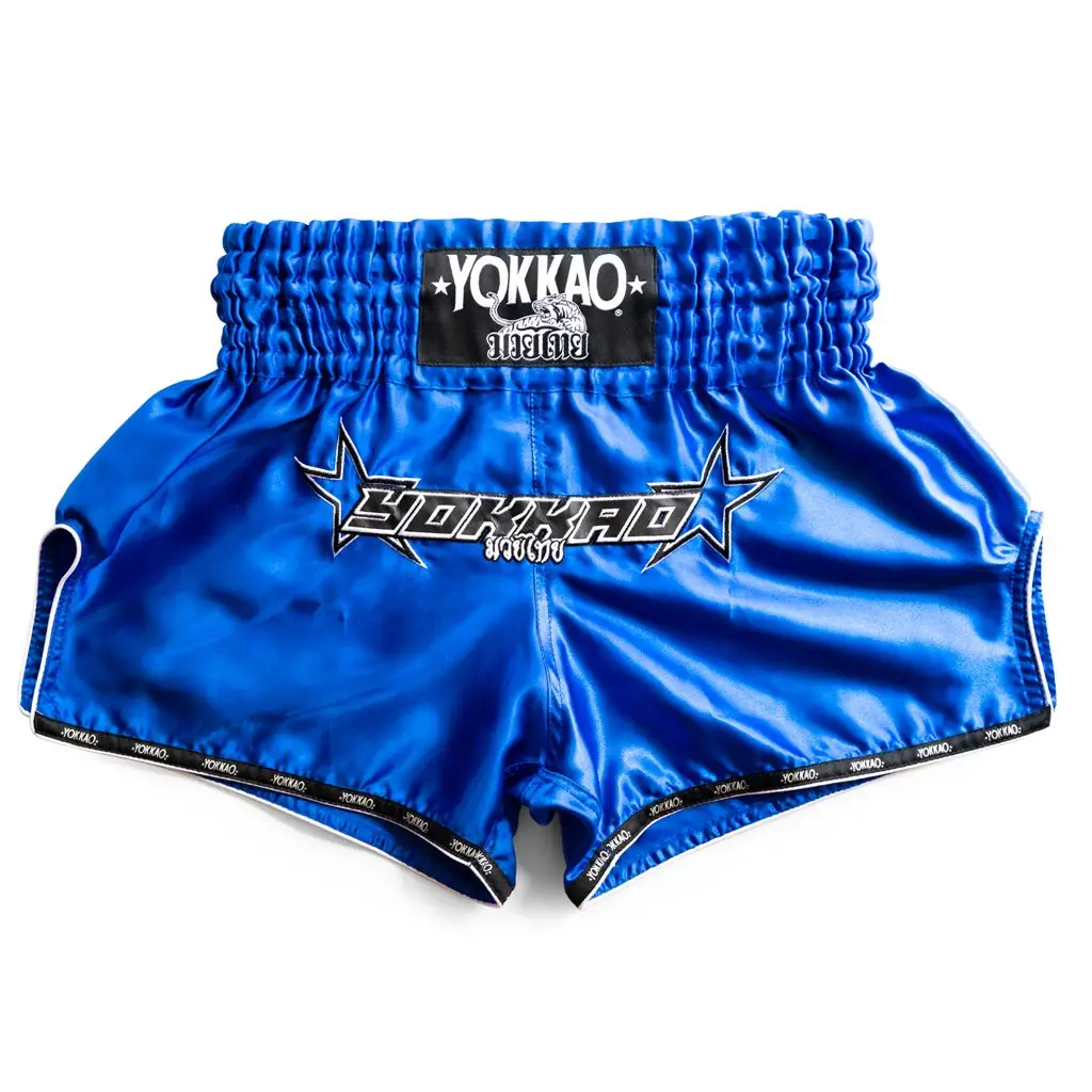 Pantaloncini da boxe di seta personalizzati all'ingrosso della fabbrica da combattimento elastici Mma Kick Boxing Muay Thai pantaloncini da combattimento di arti marziali