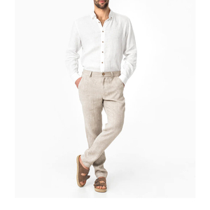 Pantalon en lin élégant pour homme, léger, respirant, coupe décontractée, pantalon décontracté, vêtements pour les vacances d'été, usage quotidien - Product Image 6