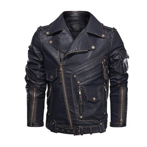 Veste en cuir PU de couleur unie à la mode pour hommes Veste en cuir d'hiver pour hommes Nouvelle arrivée Veste en cuir pour hommes - Product Image 1