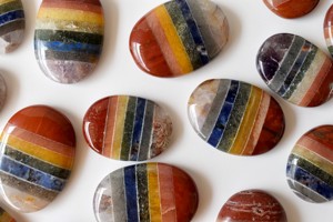 Wholesale Multicolor Chakra Real Crystal Worry Stones Natural Agate Polished Carved Bonded Decoration Thumb stone - Product Image 3