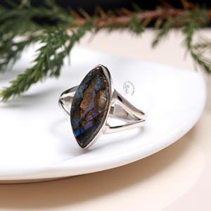 925 Solid Sterling Silver Blue Labradoride Druzy Gemstone Ring <b>Handmade</b> <b>Jewelry</b> Semiprecious Natural Healing Gemstone Ring - Product Image 3