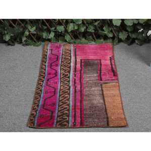 พรมตุรกีขนาด 1.6x2.3 ฟุต, พรม, พรมสีชมพูสไตล์ตะวันตกเฉียงใต้ ทำจากขนสัตว์ - Product Image 4
