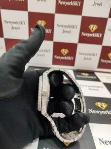 นาฬิกาเพชรฮิปฮอปโมอิสกลไกแบบกำหนดเองขนาด41มม. ทำจากสเตนเลสสตีลมีคุณสมบัติผ่านตัวทดสอบเพชร - Product Image 4