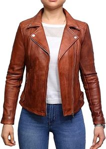 TESSUTO Veste de moto en cuir véritable pour femme, matelassée, imperméable, respirante, style vintage, tendance - Product Image 2