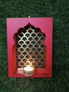 Juego de decoración de pared Rajasthani Jharokha, Mini marcos Haveli de estilo Rajwadi con candelabros, arte MDF para Diwali, boda, regalos - Product Image 2
