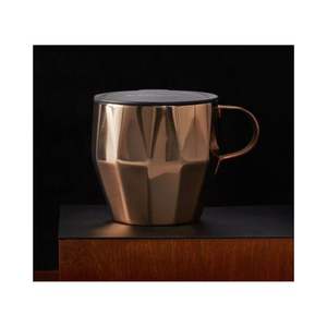 Nordic Style Hammered Metal Coffee Cup 350ml Stainless Steel Geometric <b>Mug</b> with Splash-Proof Lid Rose Gold Office Desktop <b>Mug</b> - Product Image 1