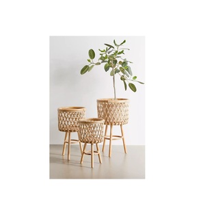 Cesta de maceta de cuerda de yute tejida a mano con soporte, diseño único, cesta de mimbre para interiores y exteriores hecha de hierro y ratán - Product Image 2