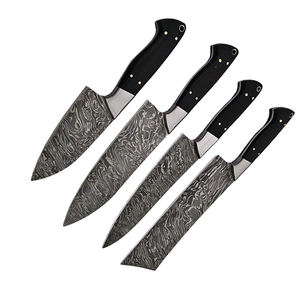 Juego de cuchillos de Chef de acero de Damasco hechos a mano personalizados de alta calificación Hoja de acero al carbono con Funda de cuero para verduras para uso en la cocina - Product Image 5