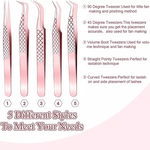 Nouvelle pince à épiler pour Extension de cils de couleur noire et rose avec poignée à pointe incurvée - Product Image 4