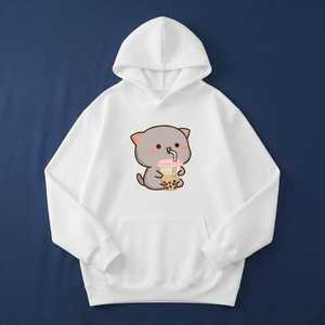 เสื้อฮู้ดดี้ผู้หญิงสไตล์มินิมอลทันสมัย พิมพ์ลายสวยงาม ผ้าฝ้ายฟลีซ ทรงโอเวอร์ไซส์ สวมใส่สบาย แฟชั่นลำลอง ขายส่งจากโรงงาน - Product Image 1