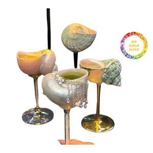 Coupe à vin en verre écologique artistique avec tige en acrylique-Pièce artisanale de luxe pour les amoureux de la mer - Product Image 5