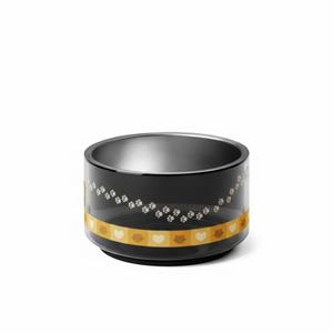 ชามอาหารสัตว์เลี้ยงสีดำทันสมัยพร้อมลายอุ้งเท้าและลายหัวใจสำหรับแมวและสุนัขพันธุ์เล็ก ทำความสะอาดง่าย ผลิตจากวัสดุเคลือบเงา - Product Image 1