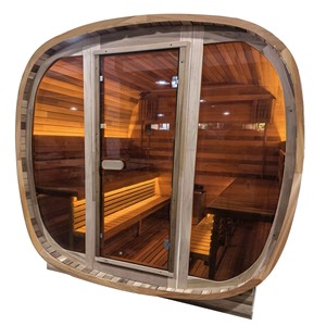 Sauna extérieur en cèdre rouge premium pour 6 personnes avec porte en verre teinté - Product Image 5