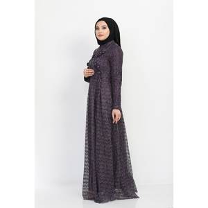 Vestido Hijab Inci Estilo Casual con Encaje, Lentejuelas y Parches, 100% Poliéster - Product Image 1
