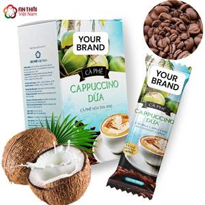 Poudre de café instantané au cappuccino à la noix de coco de qualité supérieure en gros 4 en 1 pour distributeur automatique de café, crémeux et caféiné - Product Image 2