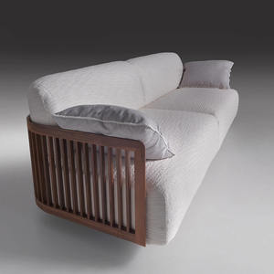 โซฟา 3 ที่นั่ง ทำจากไม้สักคุณภาพสูง พร้อมเบาะรองนั่งและพนักพิง สีธรรมชาติ สำหรับใช้ภายในอาคาร - Product Image 3