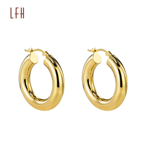 도매 순금 18K 귀걸이, 18K 진짜 금 원형 클립온 후프 귀걸이, 사우디 금 보석, 18K 전당포 가능 - Product Image 6