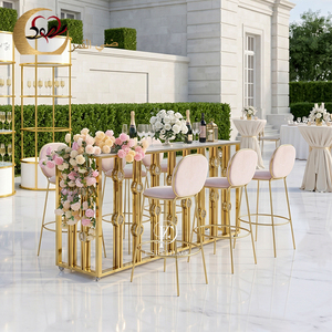 Mesa de Bar Moderna de Acero Inoxidable, Romántica y Elegante, de Lujo, para Uso Comercial, Hogar, Hotel, Bodas, Acabado Dorado Espejo - Product Image 1