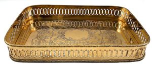 Plateau en métal en laiton avec poignées florales Ensembles d'ustensiles de cuisine antiques en laiton Assiette de mariage Vaisselle Fabricant en gros Fournisseur - Product Image 4