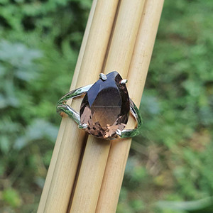 แหวนเงินสเตอริงสีควันควอทซ์925แหวนอัญมณีที่ดีเครื่องประดับลูกแพร์หินบุษราคัมแยกของขวัญแต่งงานงานหมั้น - Product Image 4