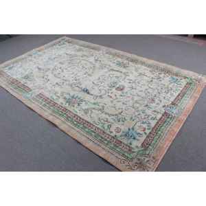 Alfombra Turca Vintage Grande de 5.7x9.2 pies (175x281 cm), Alfombra Azul a Rayas - Product Image 2