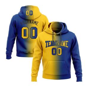 Industrie directe personnalisé cousu Royal jaune-noir dégradé impression mode sport pull sweat à capuche 6XL taille fait polaire - Product Image 1