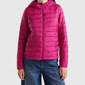 เสื้อแจ็คเก็ตพัฟเฟอร์แบบมีฮู้ดสำหรับผู้หญิง ทรงเข้ารูป ความยาวปกติ สำหรับฤดูหนาว สีพื้น กันน้ำ กันลม ผ้าแคนวาสบุโพลีเอสเตอร์แบบกลับด้านได้ - Product Image 3