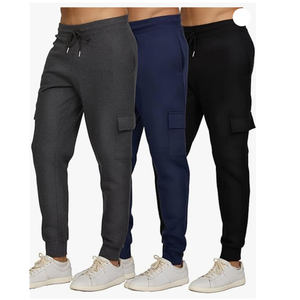 Pantalones de chándal de peso medio personalizados de alta calidad para hombre, pantalones casuales para correr, pantalones Cargo, botón decorativo, Logo, cintura, Parte delantera plana - Product Image 3