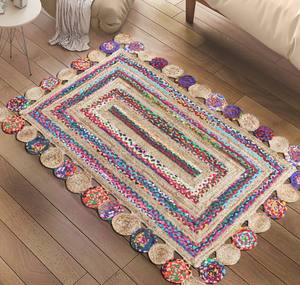 Alfombras de yute trenzado personalizables de inspiración vintage para sala de estar, dormitorio o patio - Product Image 1