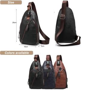 Sac de poitrine minimaliste en cuir véritable pour homme, sac à bandoulière avec fermeture éclair, durable, usage quotidien, toutes saisons - Product Image 4
